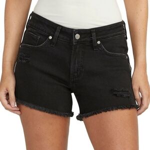 Denver Hayes - HANNA -  High Rise Ripped Black Jean Shorts
